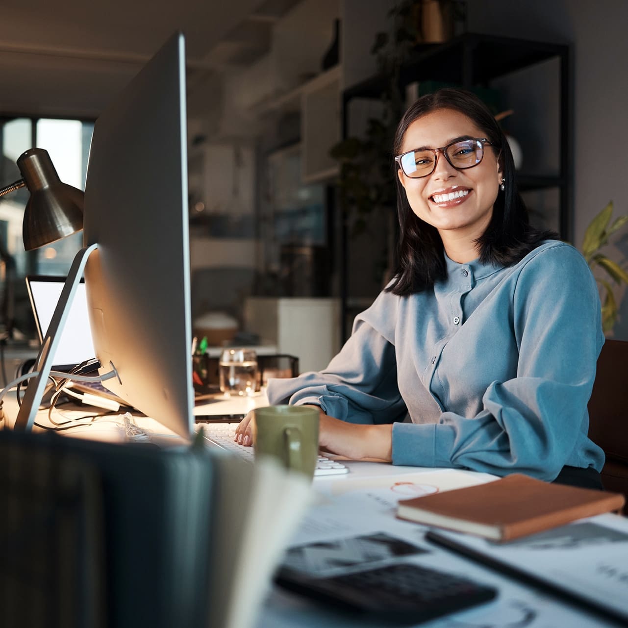 Property Management Team Member Happy at Work